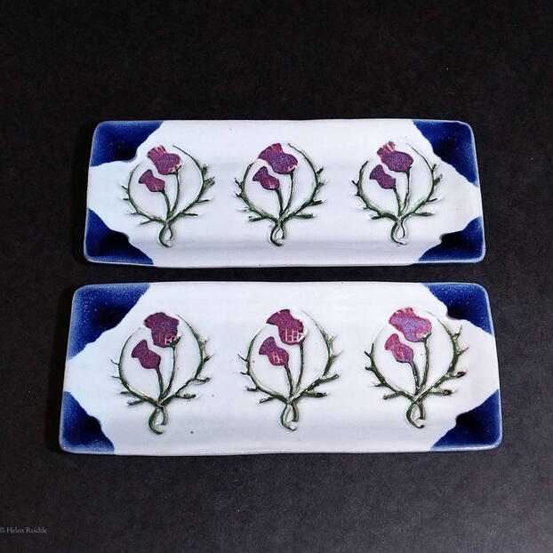 3 Thistles Rectangular Plates Set of 2